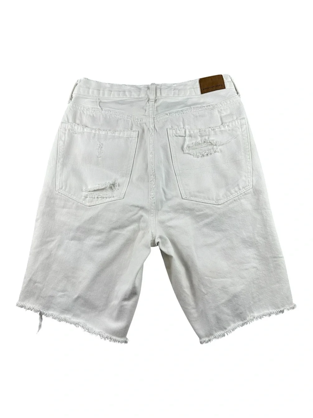 AE Sample Pre-production 90s Boyfriend Jorts White Denim Heavy Distressed Shorts